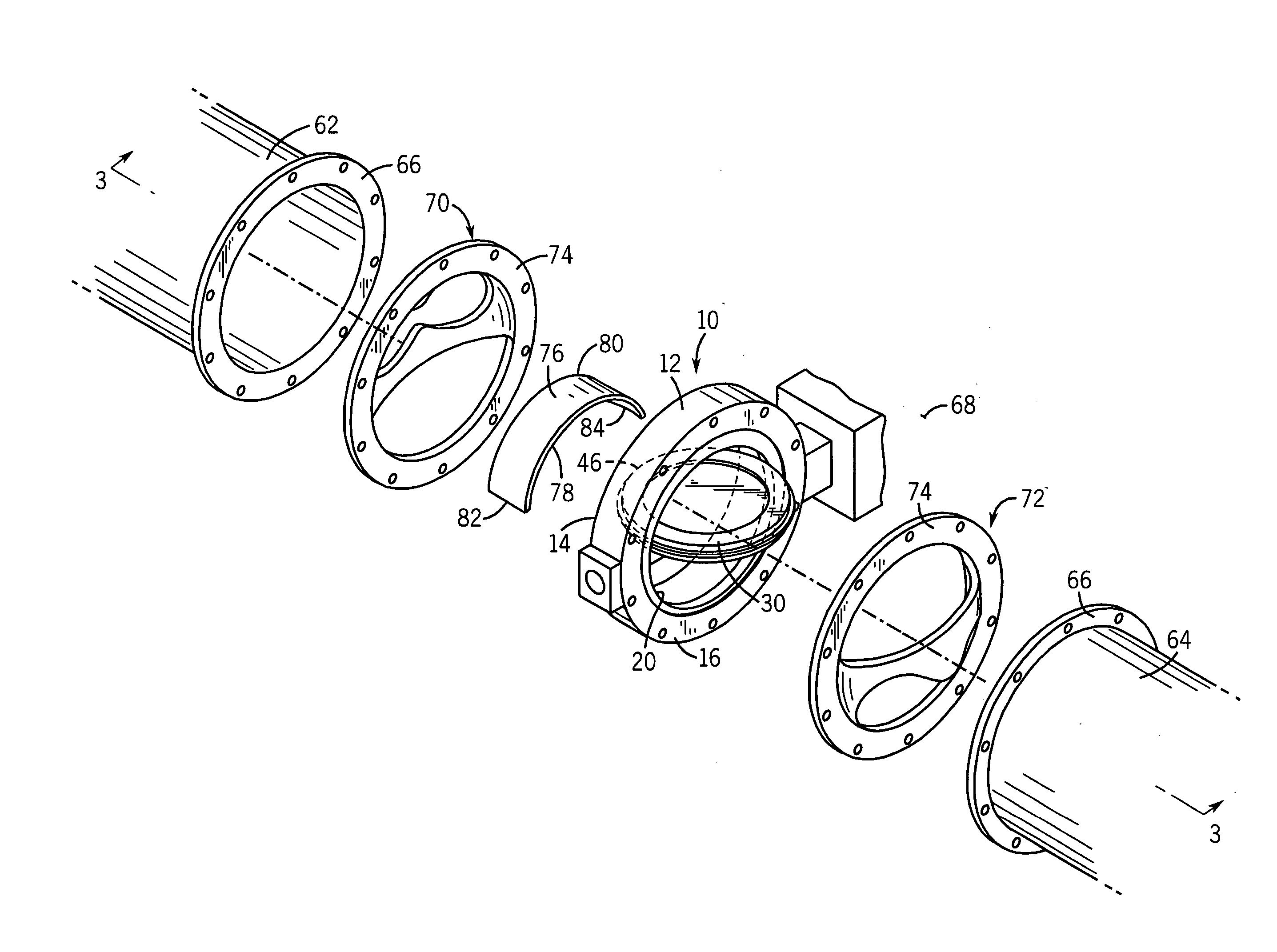 Butterfly valve assembly with improved flow characteristics