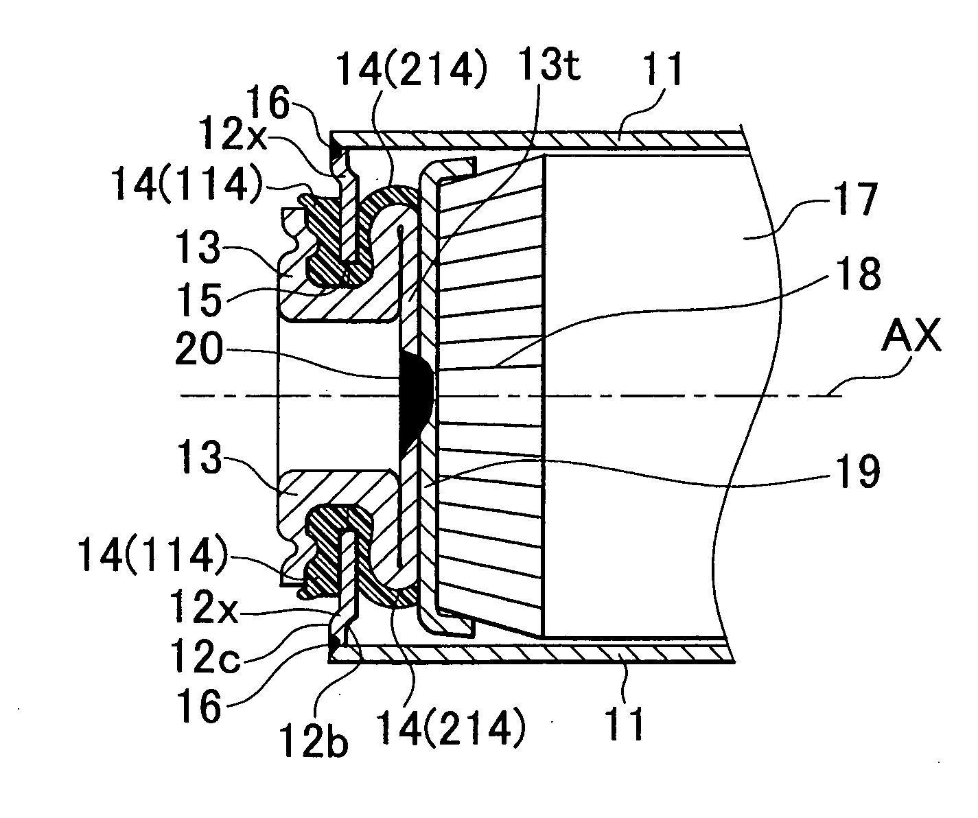 Packing, production method of crimp assembly, production method of battery housing lid, and production method of battery