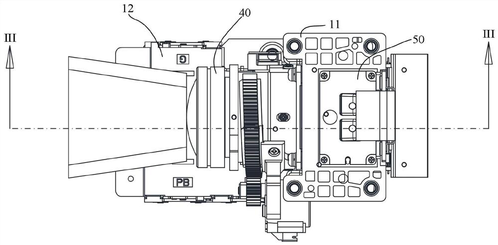 Spectroscopic prism fixing component and projection light machine