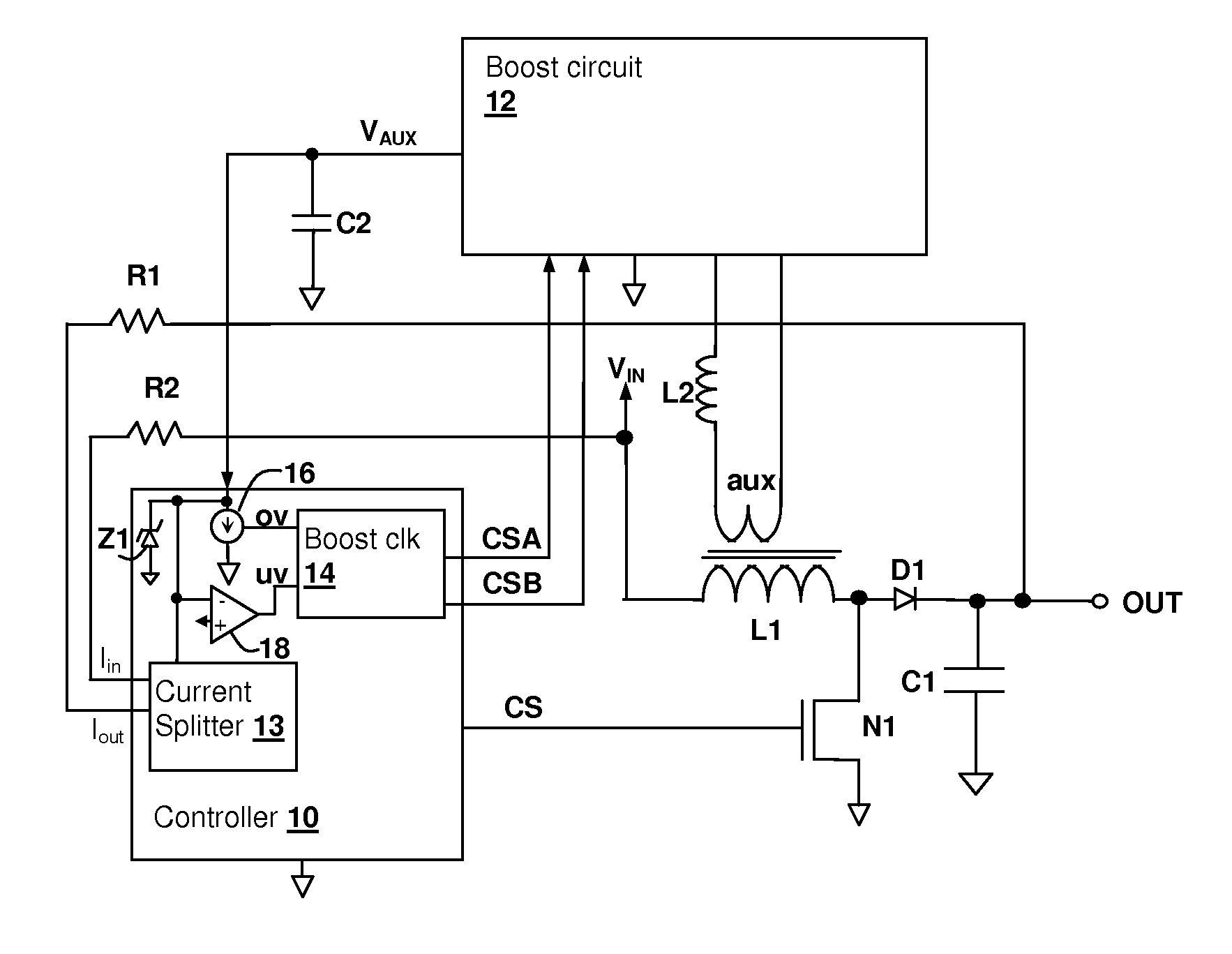 Switching regulator with boosted auxiliary winding supply