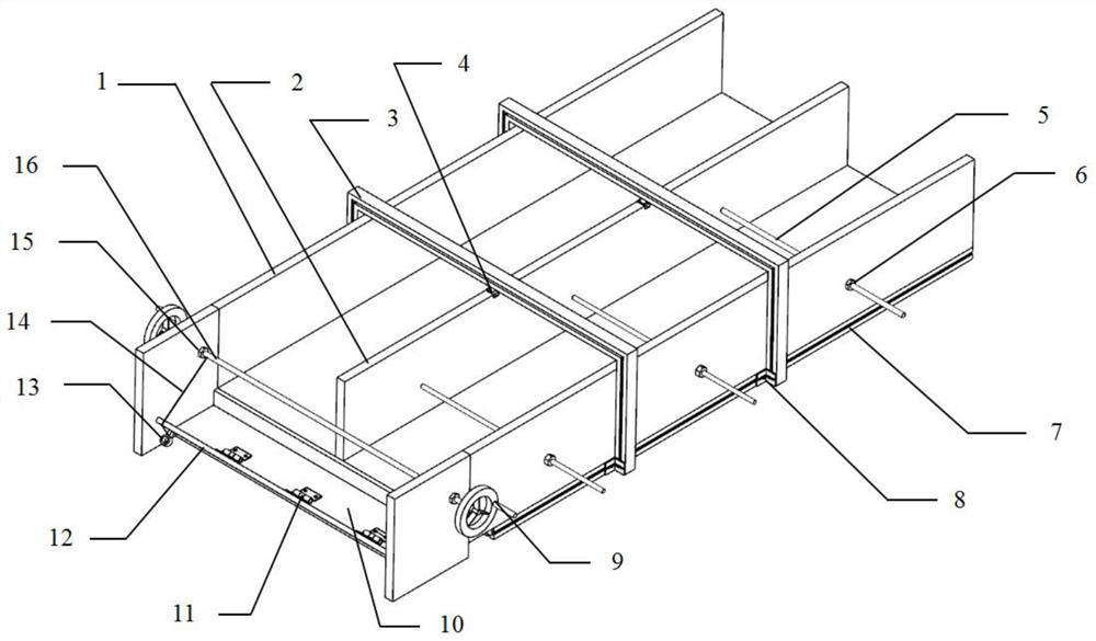 A channel test bench with adjustable structure size and liquid level height of open channel