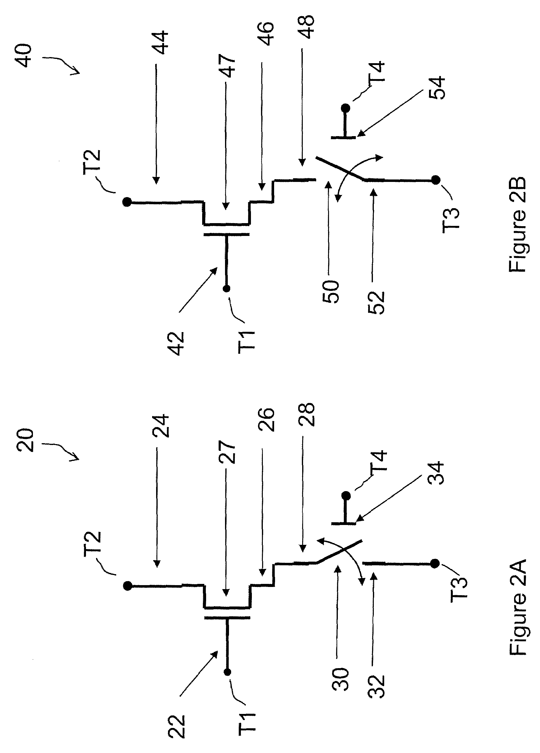 Field effect devices having a gate controlled via a nanotube switching element