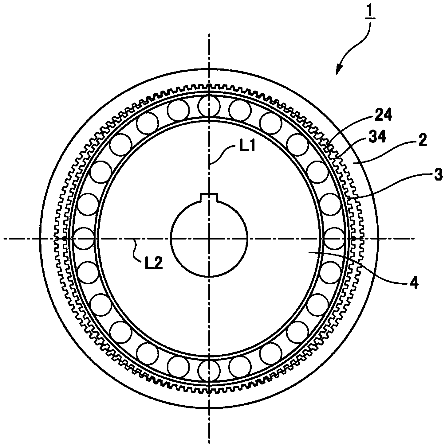 Wave gear device having tapered flexible external gear