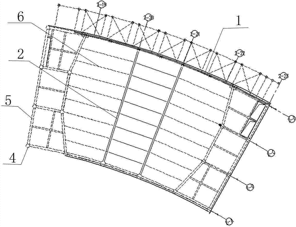 Multilayer steel truss fragmented reverse hoisting construction method in arc-shaped frame