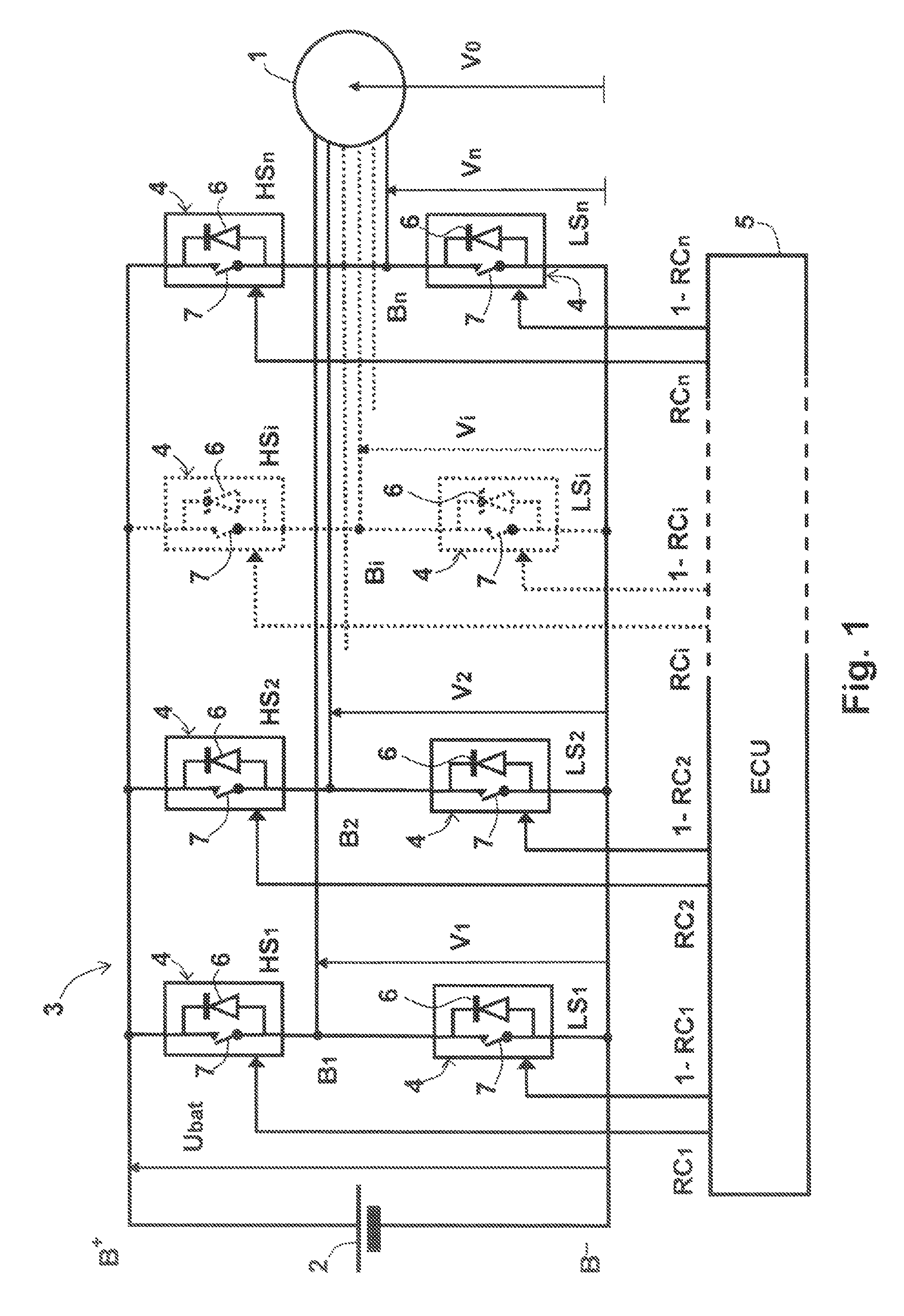 Method for controlling a power bridge, and corresponding control device, power bridge and rotary electric machine system