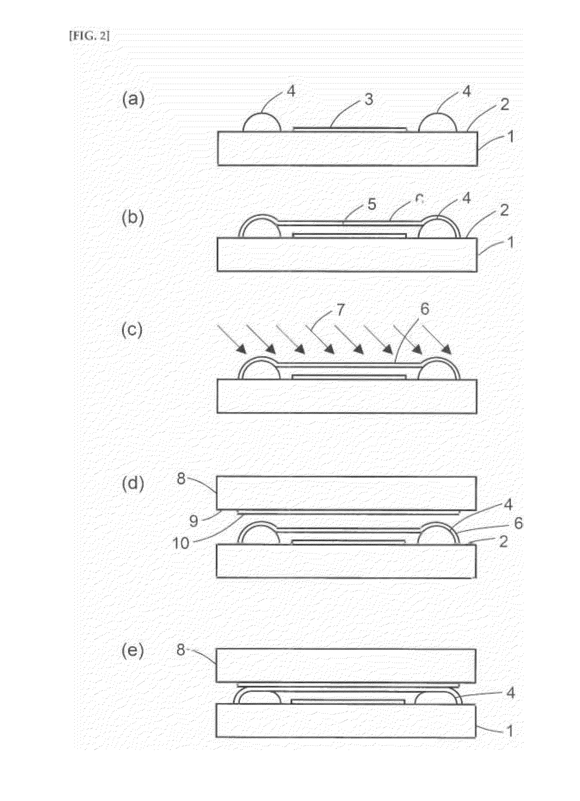 Electronic element sealing method and bonded substrate
