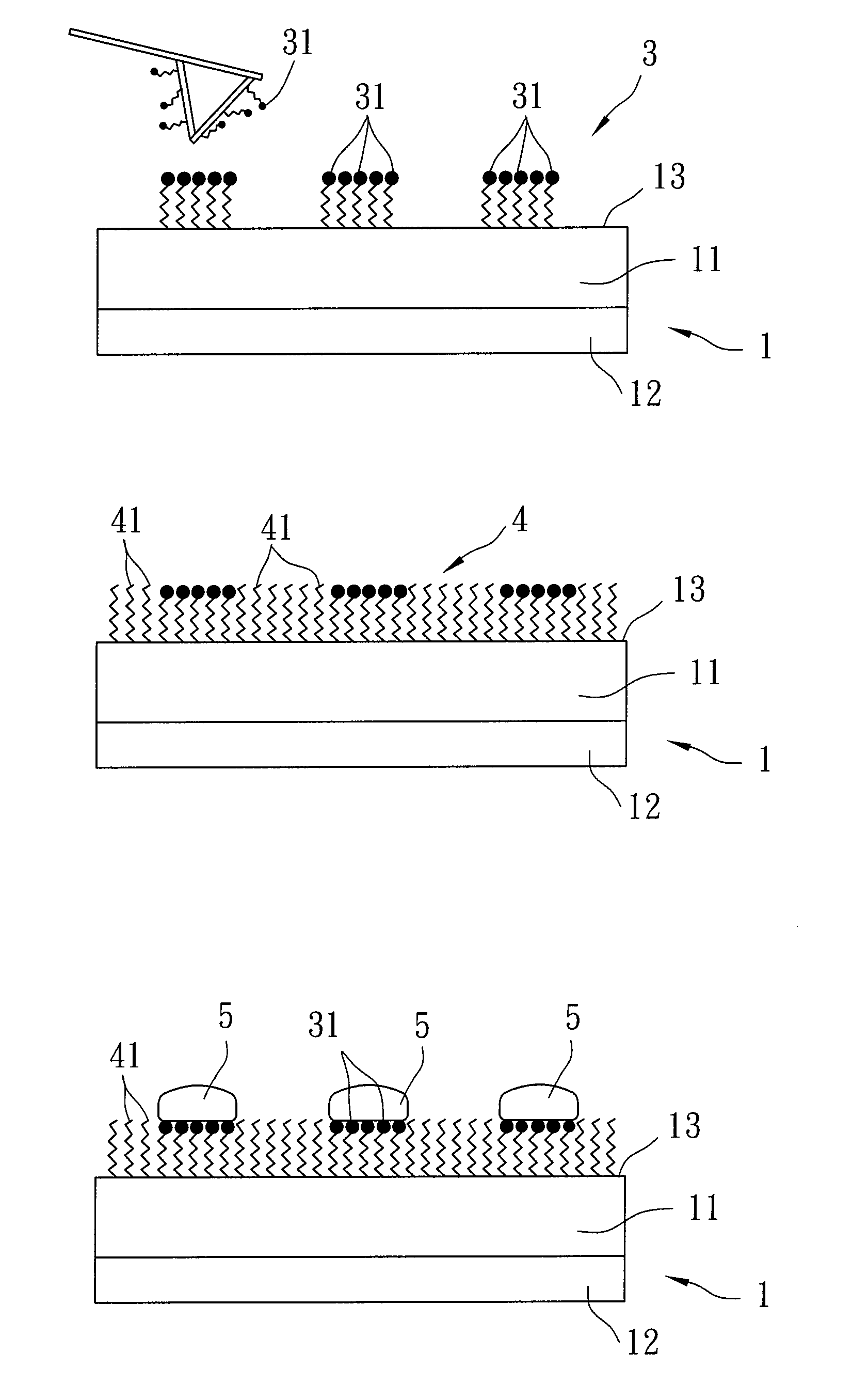 Method for making a desired pattern of a metallic nanostructure of a metal