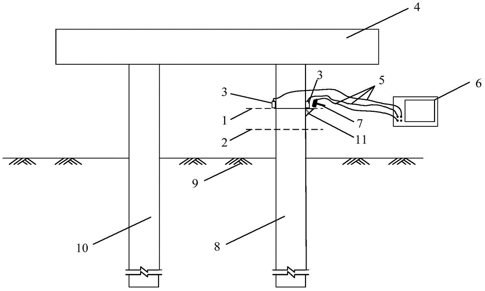 Method of detecting the integrity of high cap piles under existing structures by virtual isolated single pile method