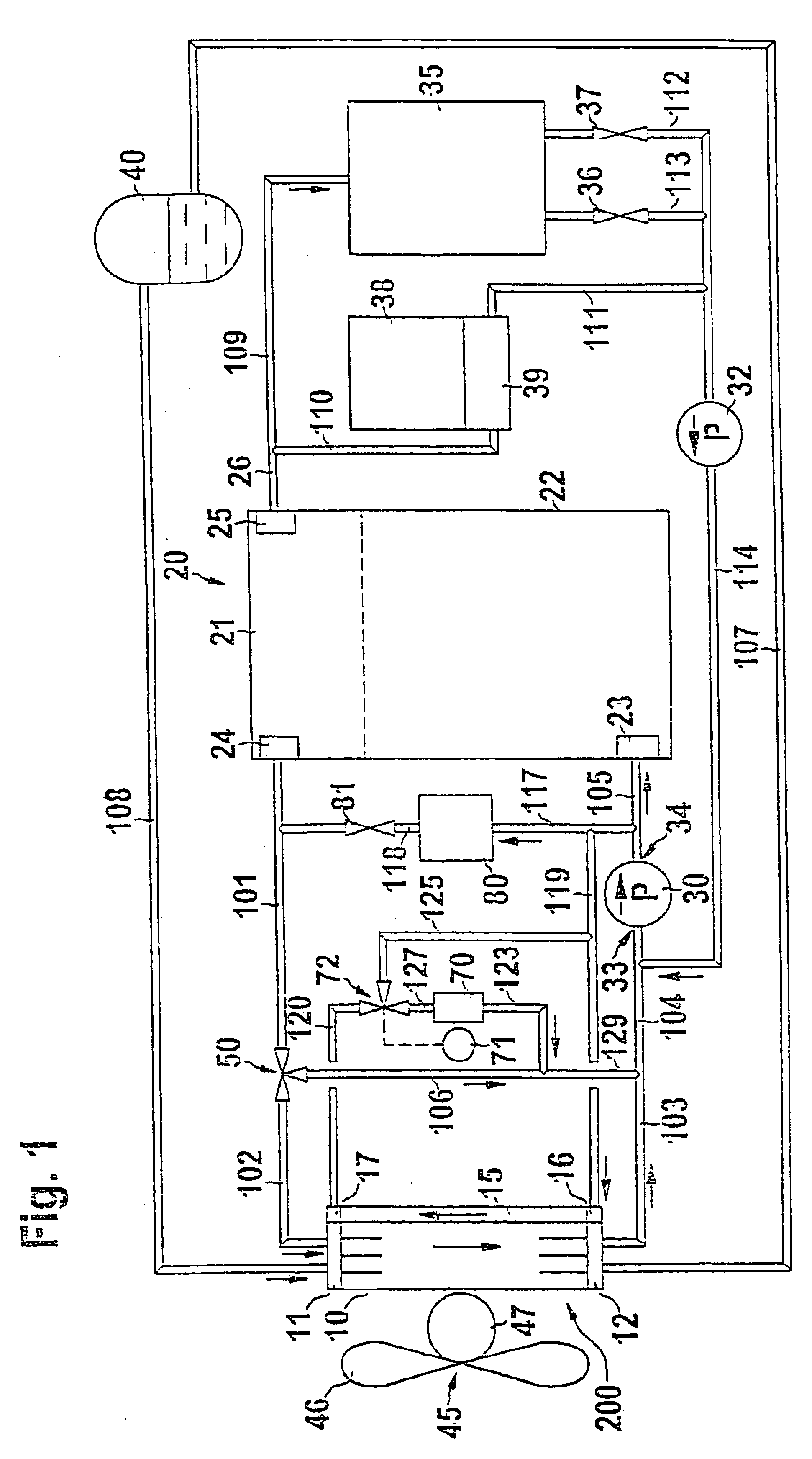 Device for cooling and heating a motor vehicle