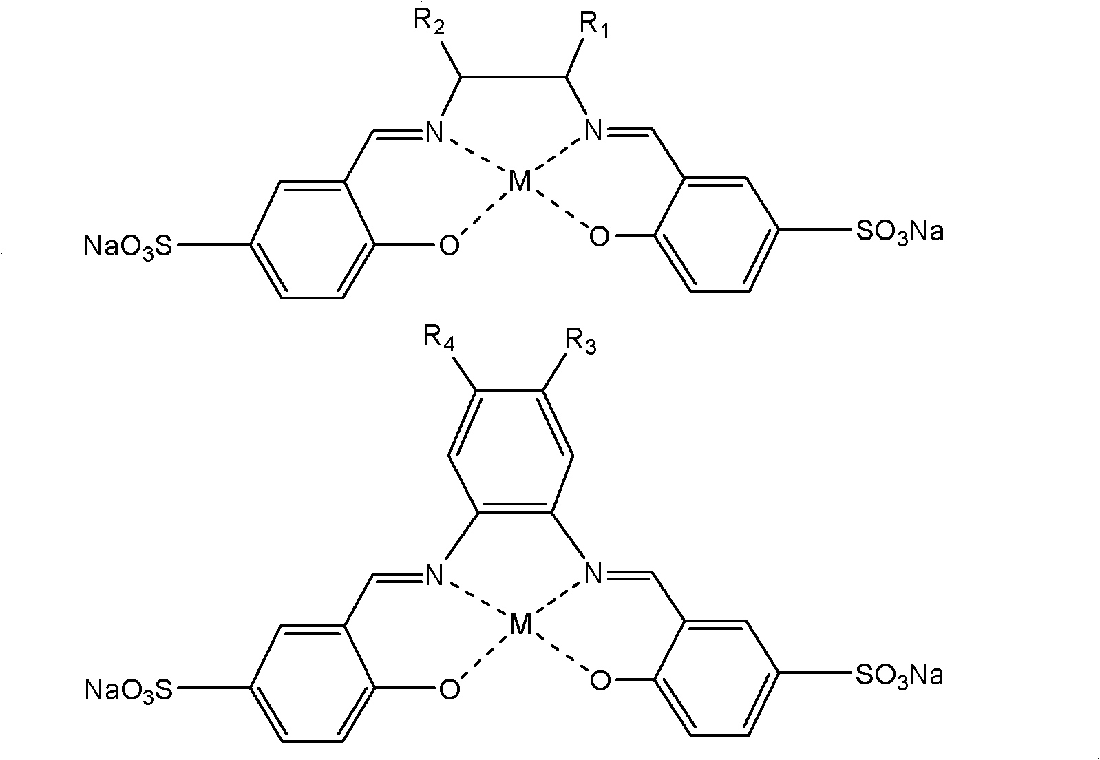 Method for low-temperature activated bleaching by using Schiff base metal complexes