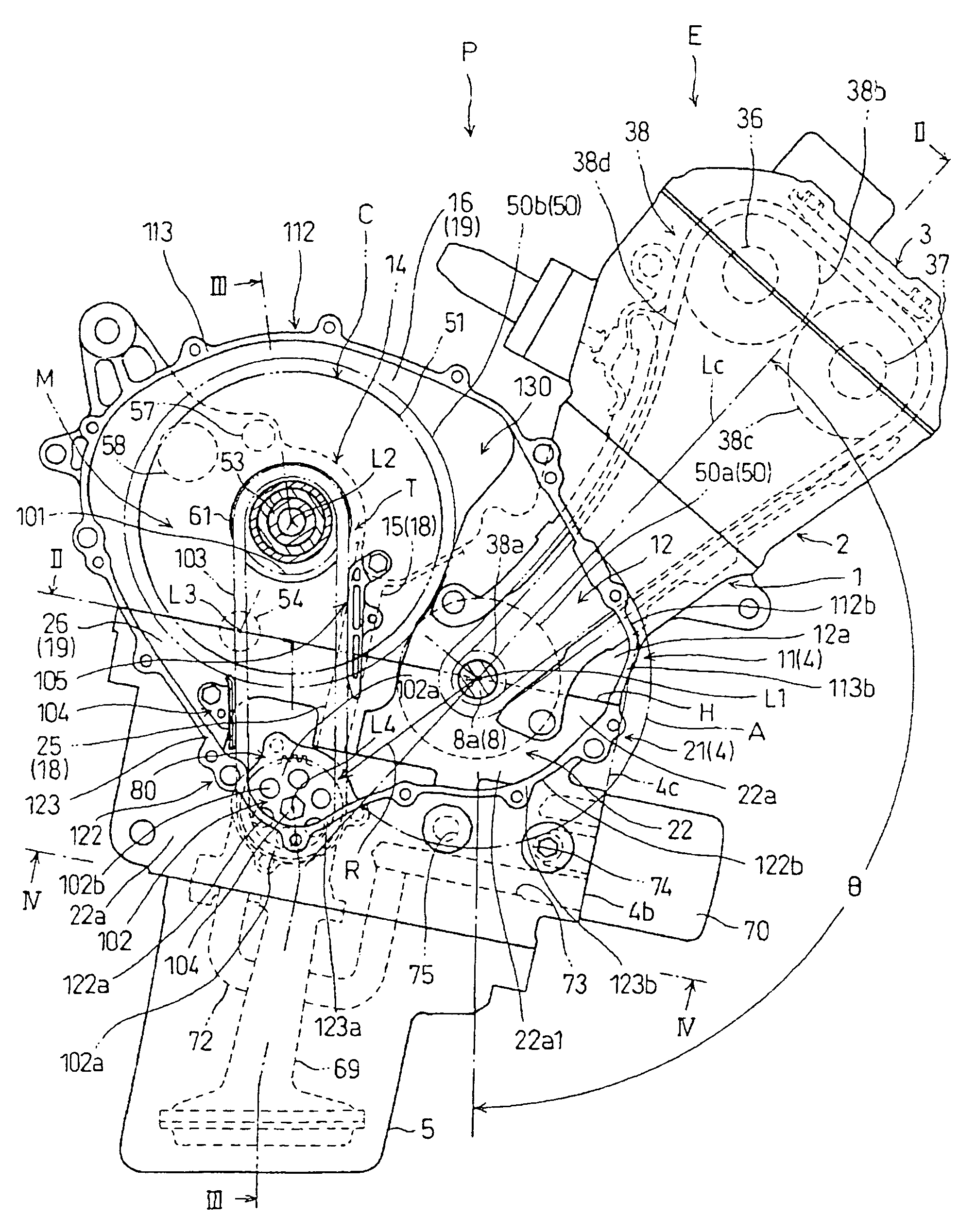 Power unit having crankcase to which auxiliary machine is fitted, and motorcycle having power unit