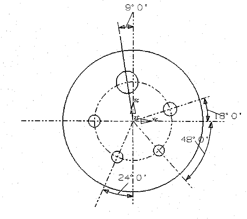 Numerical-control processing method of multi-space hole welding groove on large-scale spherical space curved surface