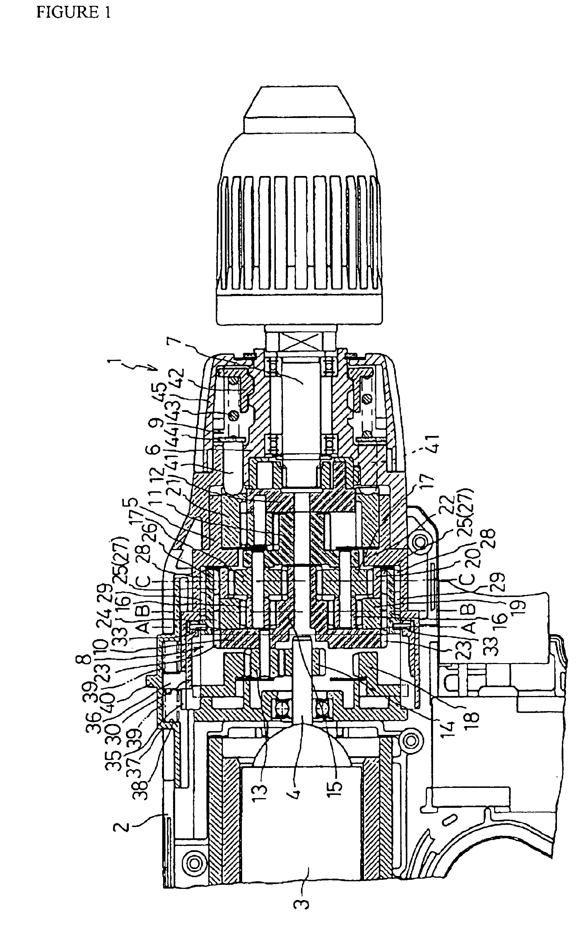 Electric power tool with improved speed change gearing