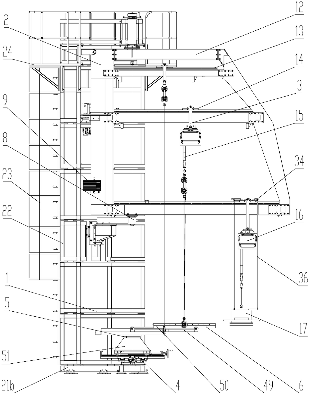 A microgravity two-degree-of-freedom follow-up balance suspension and transfer device