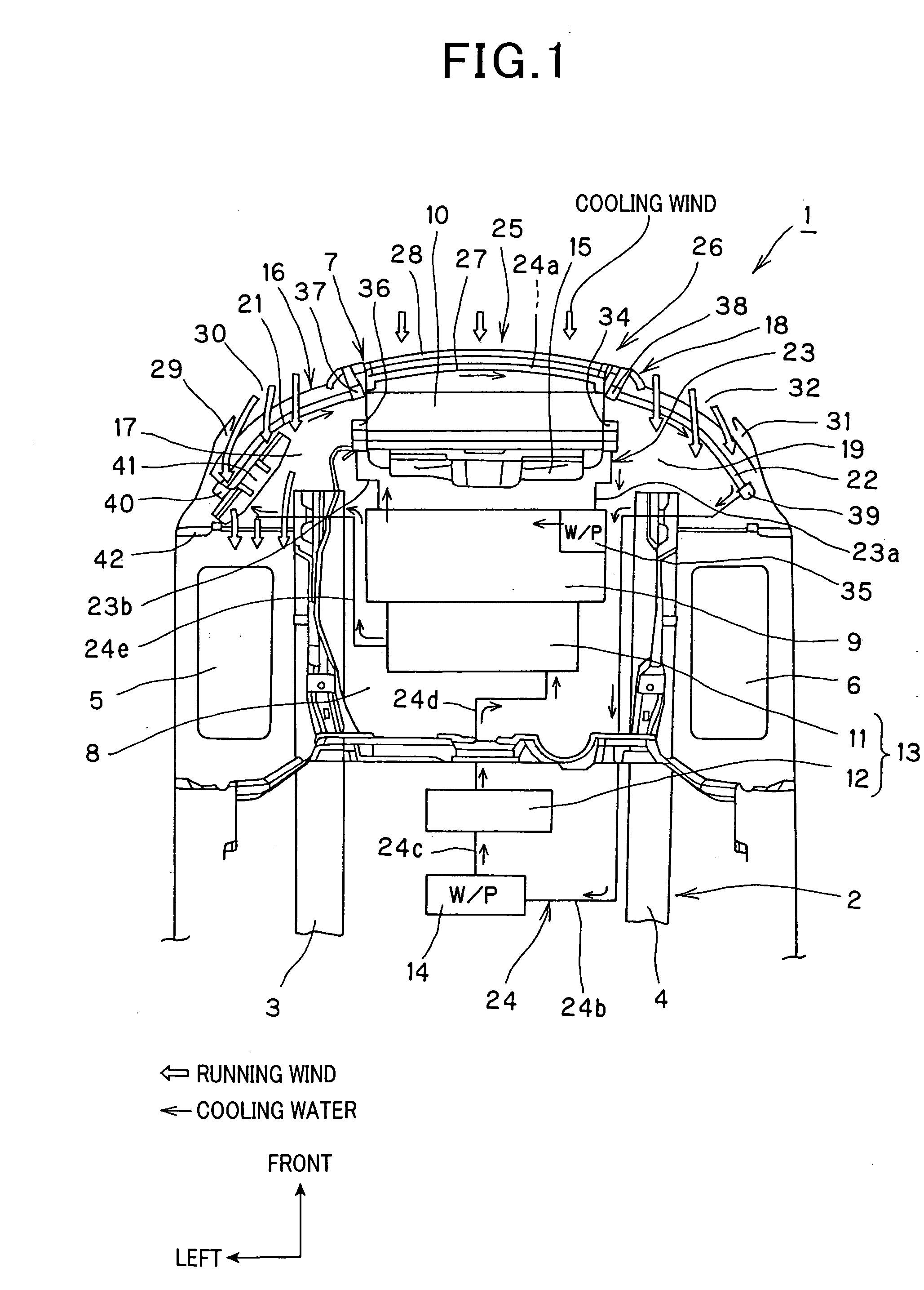Cooling apparatus for a fuel cell powered vehicle