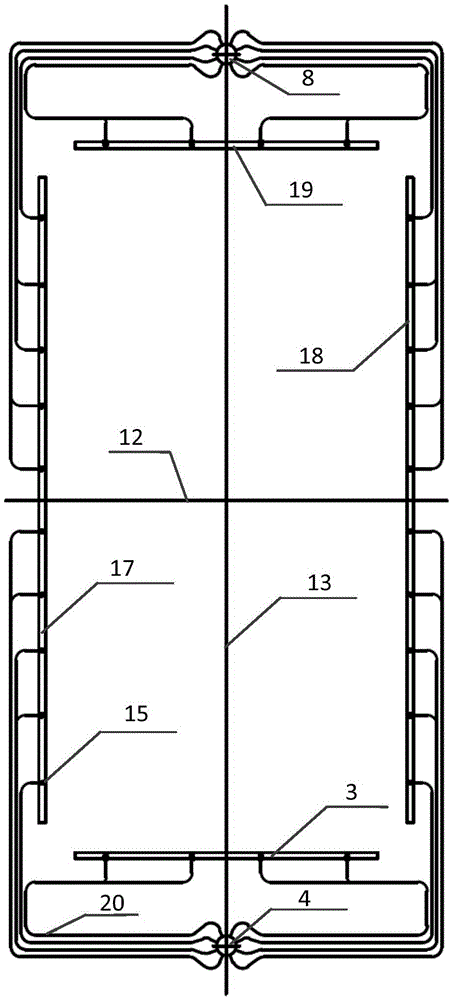 Boiler water circulation device with middle mixing headers and pressure balance pipes