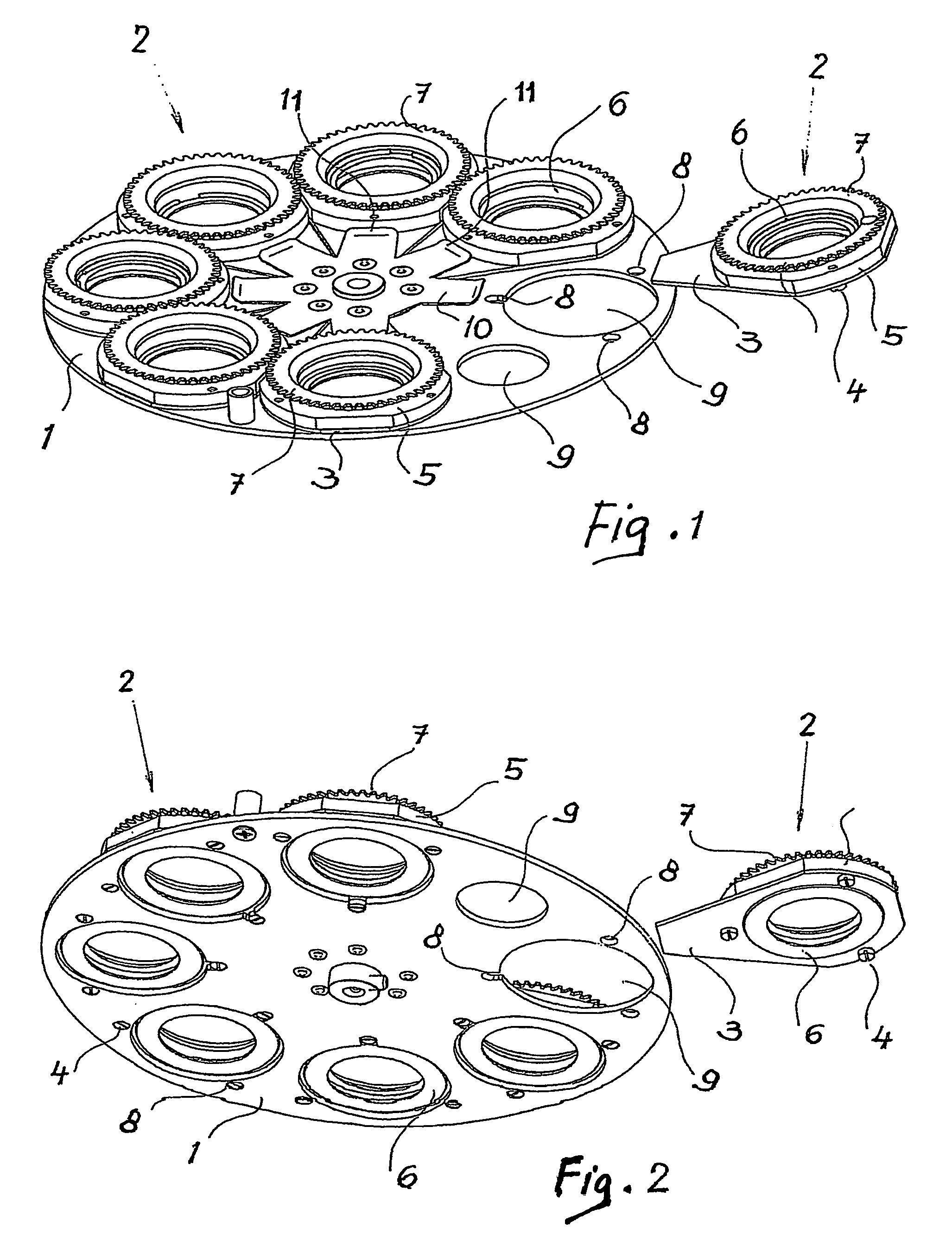 Equipment for a change of rotary gobos