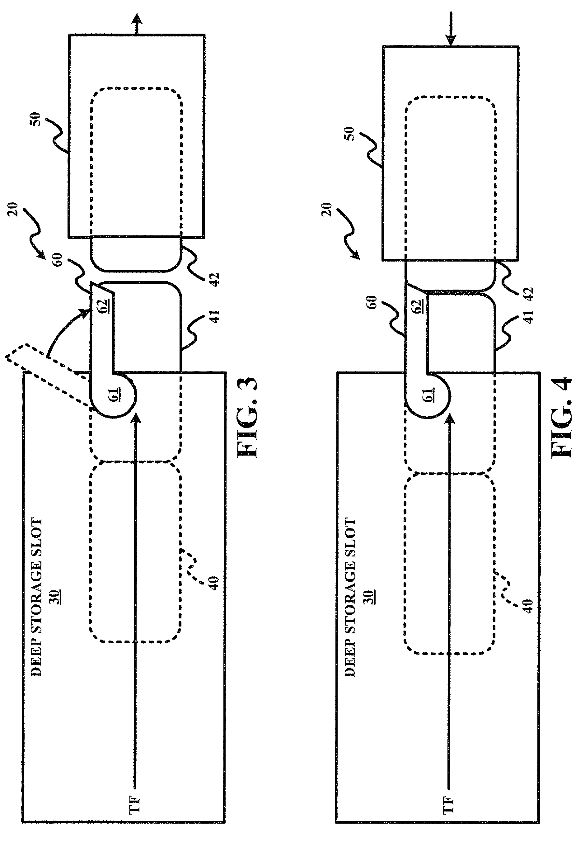 Retaining gate for deep storage slot retention of storage cartridges