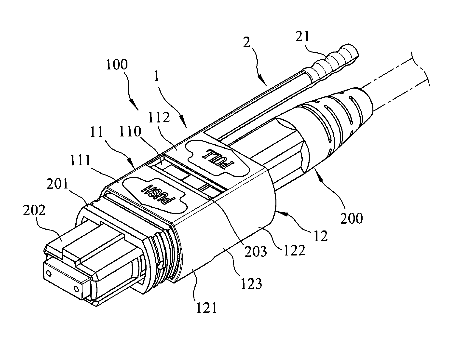 Clip device for facilitating insertion and removal of a push-pull fiber optic connector