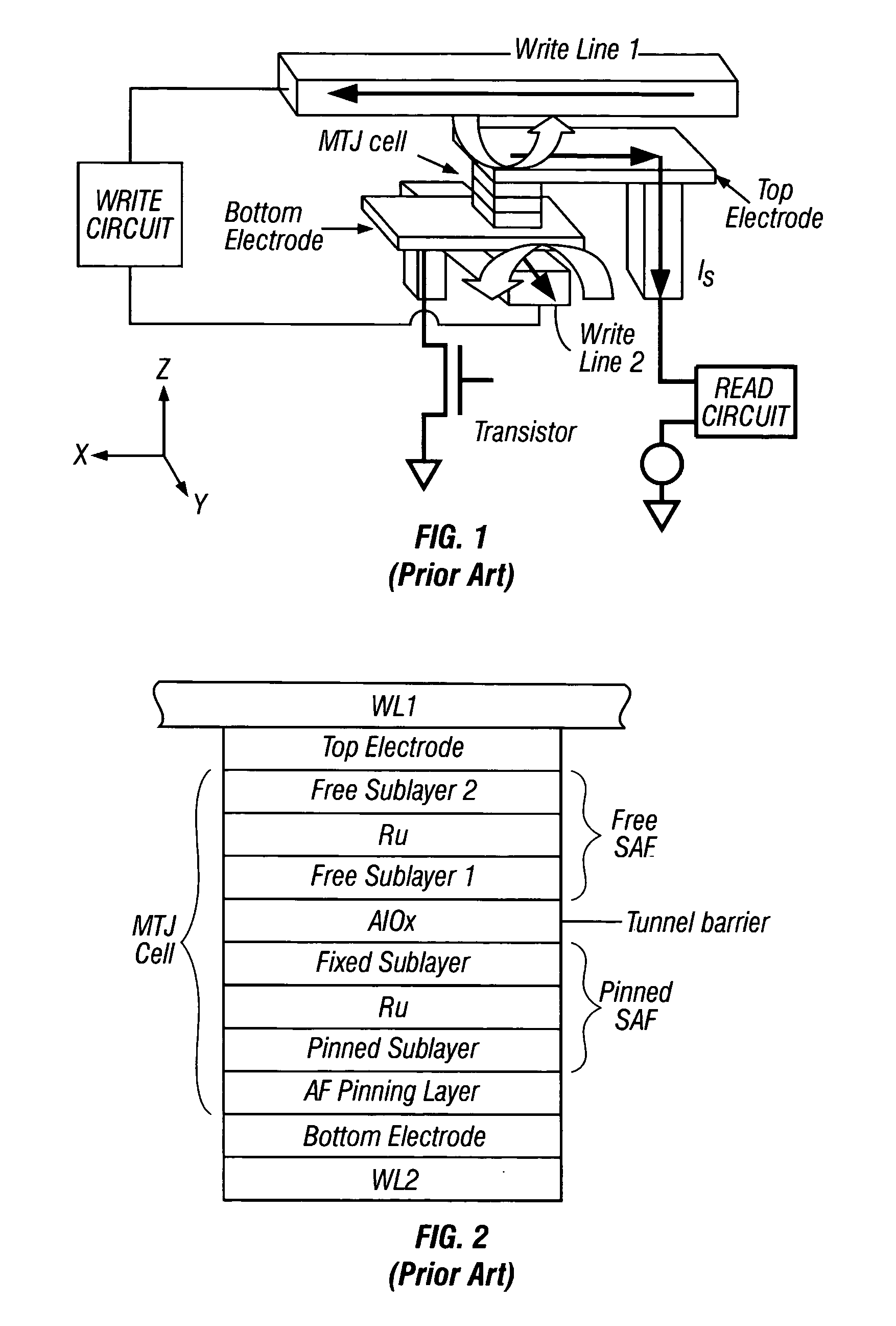 Magnetic random access memory with stacked toggle memory cells