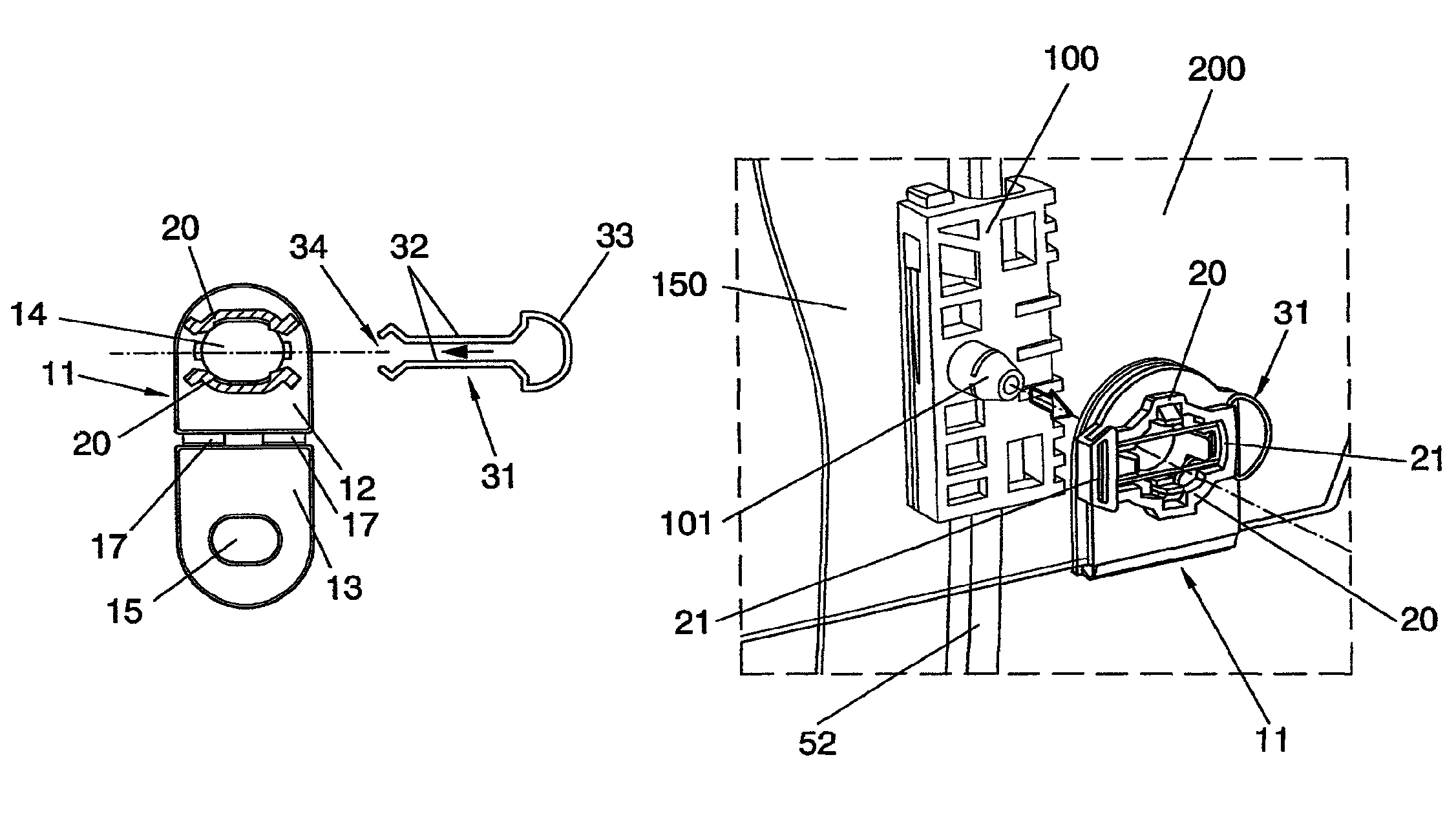 Attachment device for attaching a glass pane of a vehicle to a carrier of a window regulator of a vehicle, glass pane assembly, window regulator assembly, and process of assembling and disassembling