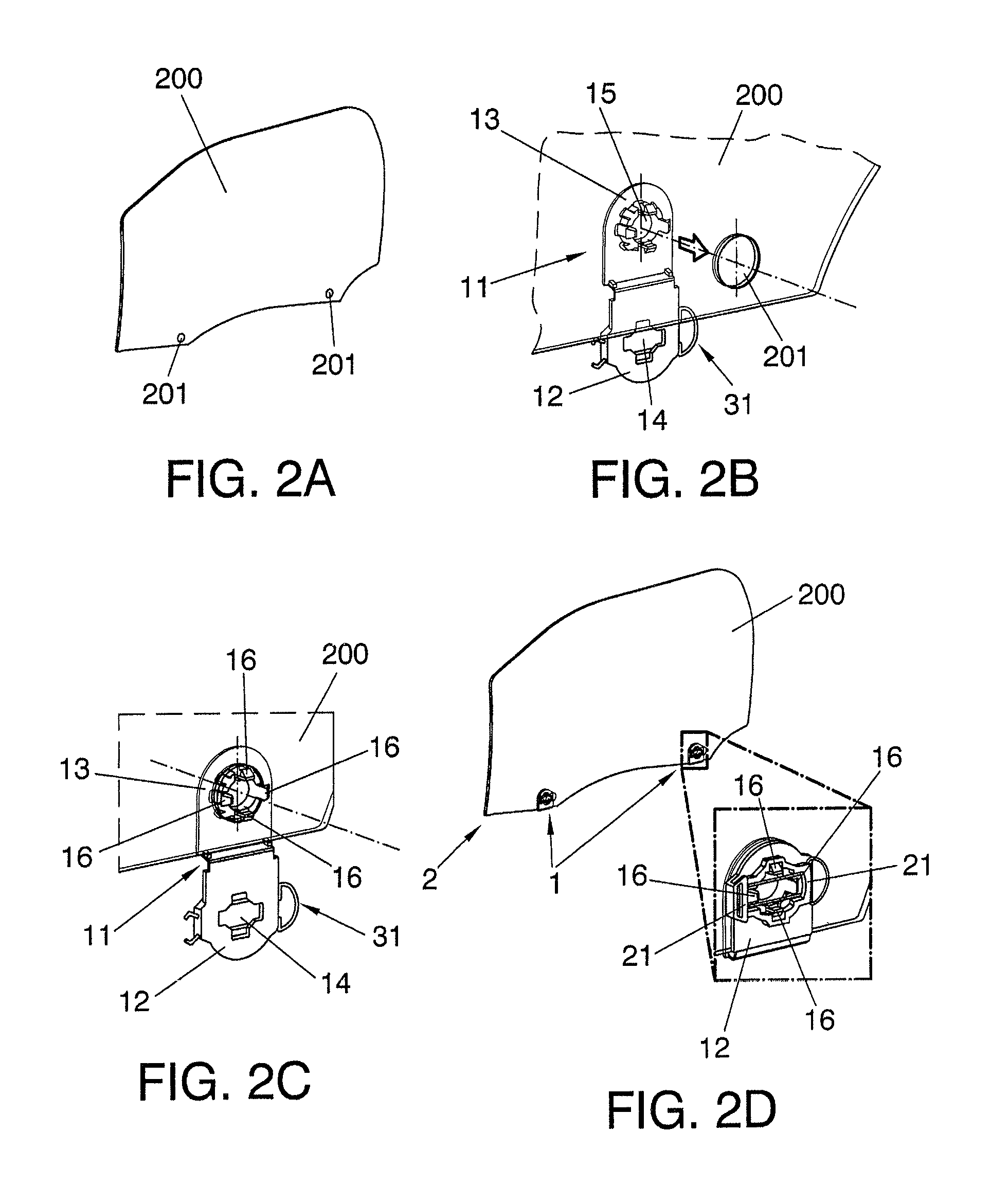 Attachment device for attaching a glass pane of a vehicle to a carrier of a window regulator of a vehicle, glass pane assembly, window regulator assembly, and process of assembling and disassembling