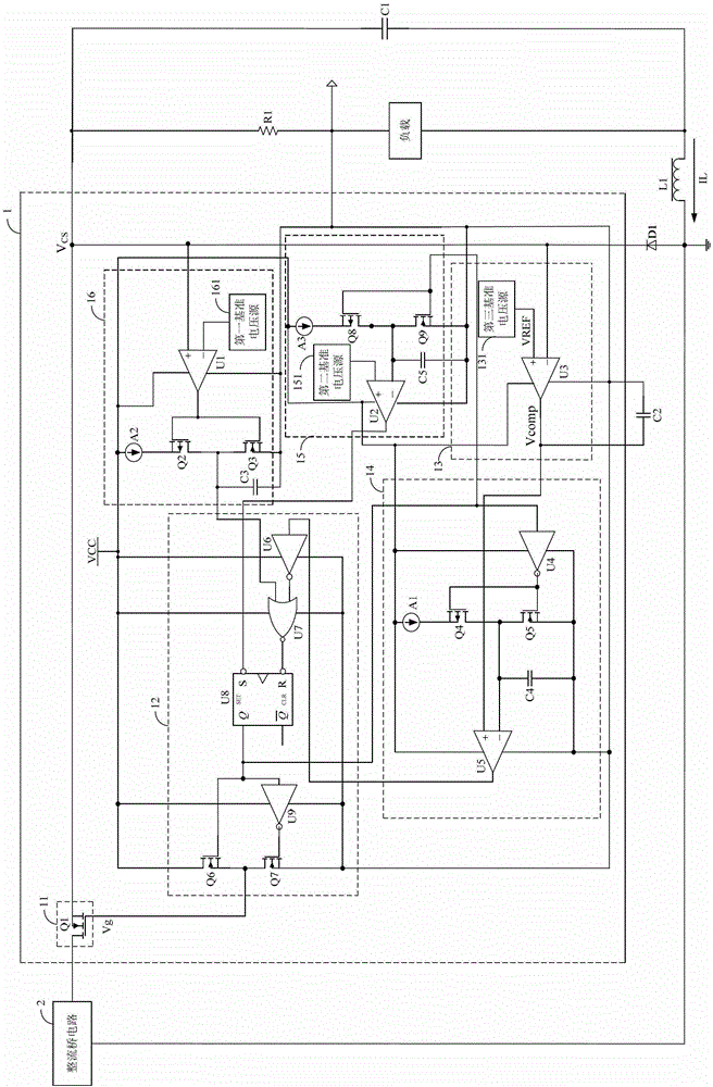 A high power factor constant current control circuit with open circuit protection