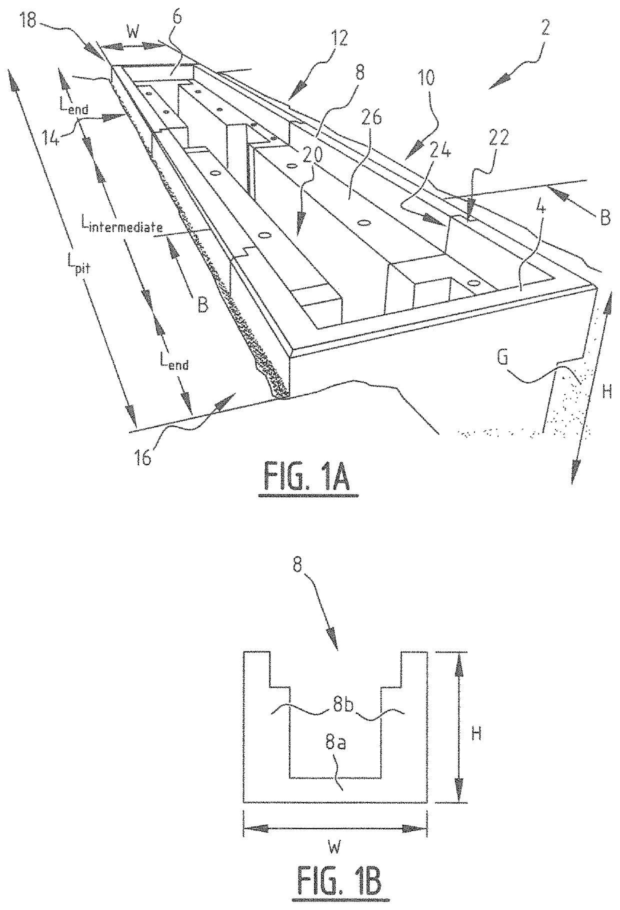 Modular pit structure for a lifting system, such lifting system and method for building such pit structure