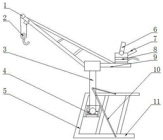 Small simple rotatable cargo crane