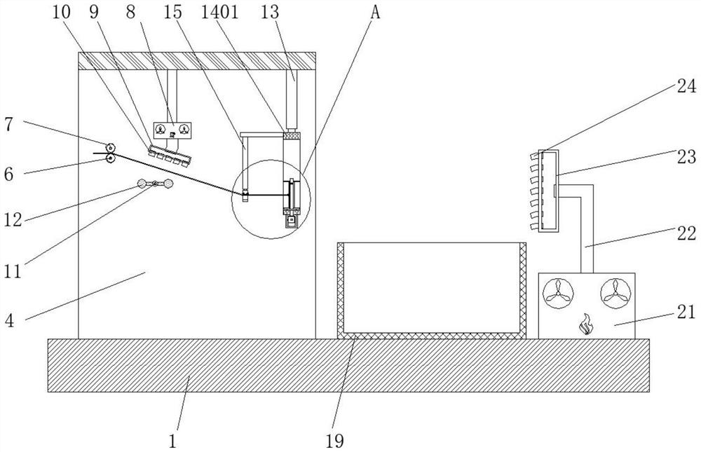 Dyeing pool with pre-dedusting treatment device for yarn processing