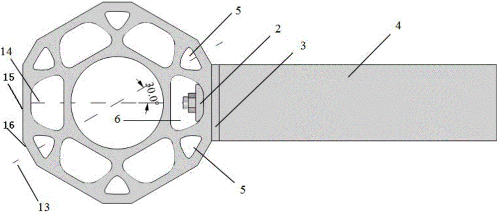 Hollowed-out circular-ring-shaped space grid structure assembly type joint