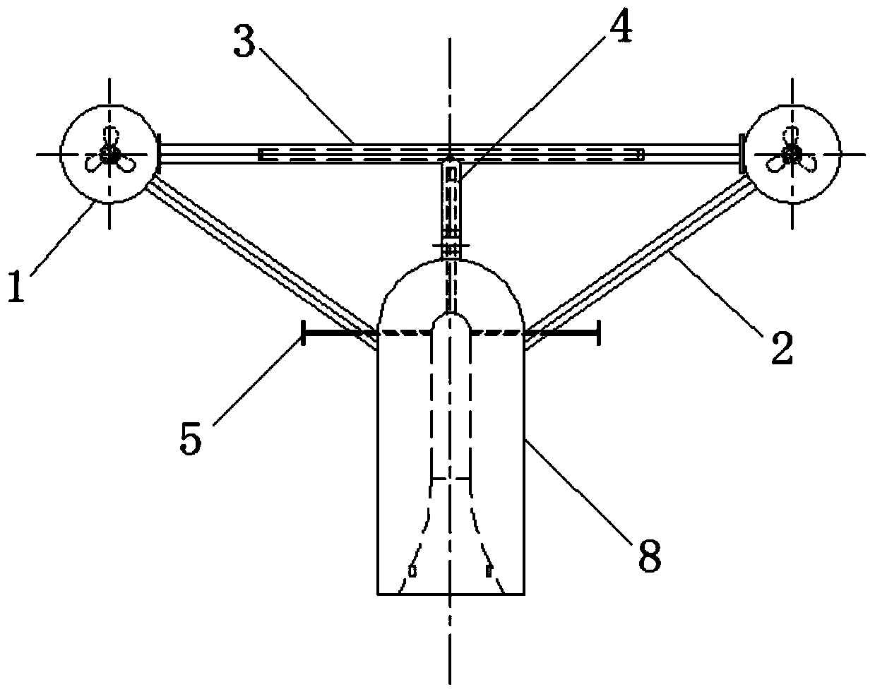 Vertical type operable underwater towed vehicle with stable course