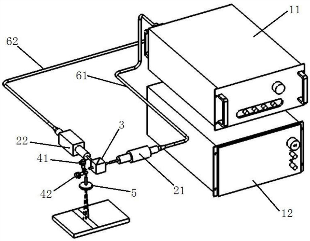 Composite nanosecond laser decontamination device and method for radioactive decontamination