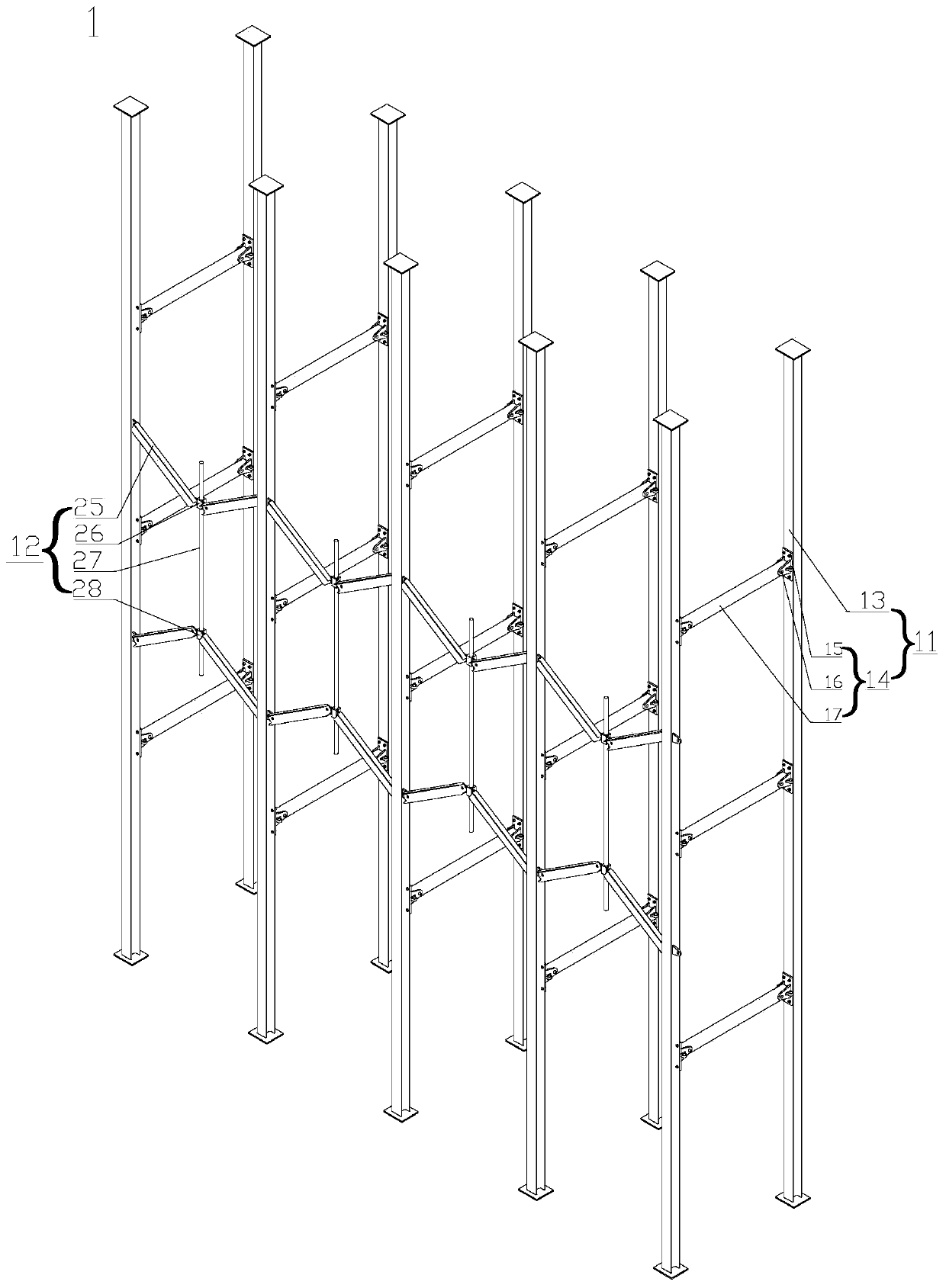 A frame of folding hydraulic climbing formwork and its application method