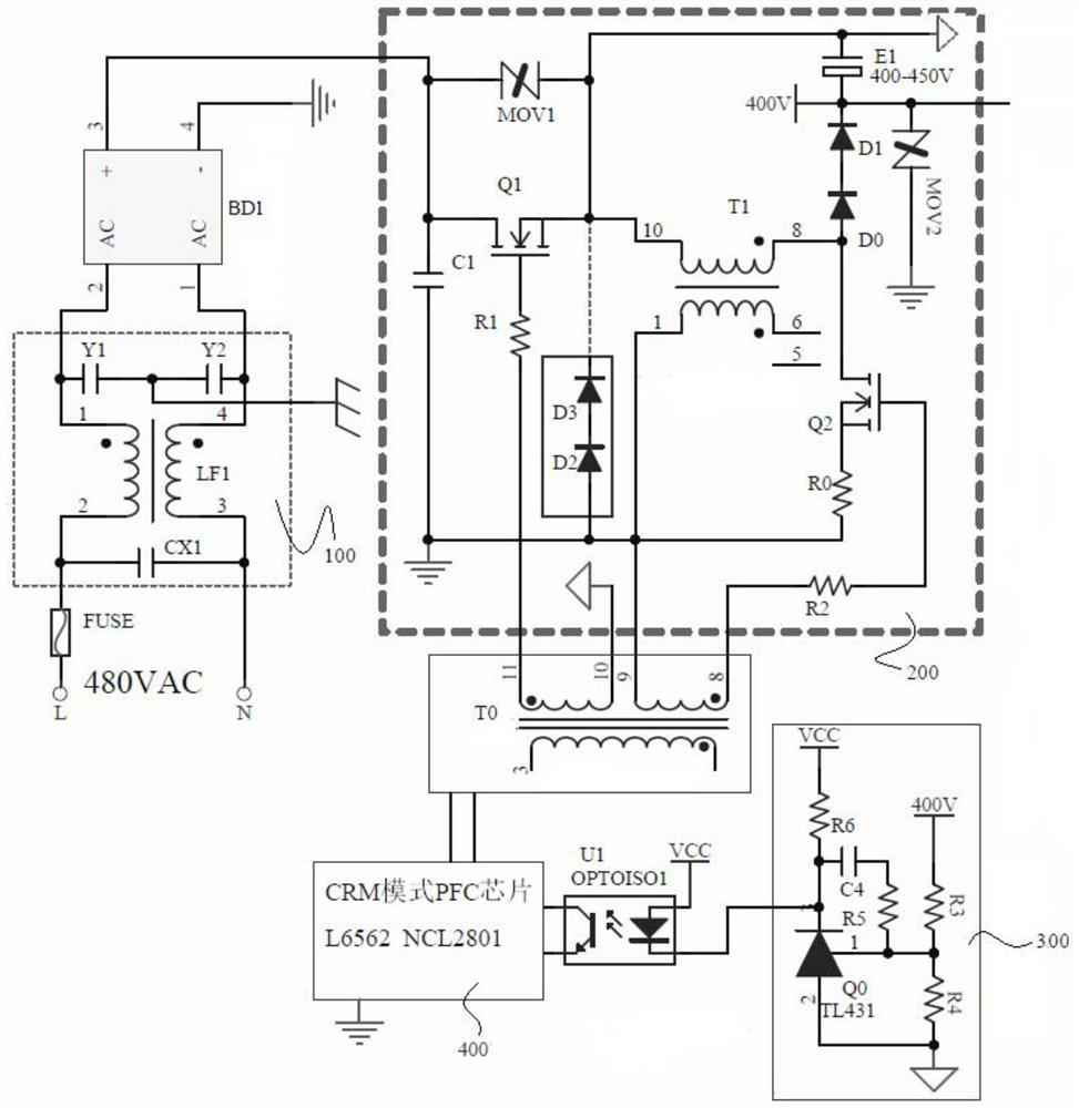 Floating buck-boost PFC circuit and LED driving power supply