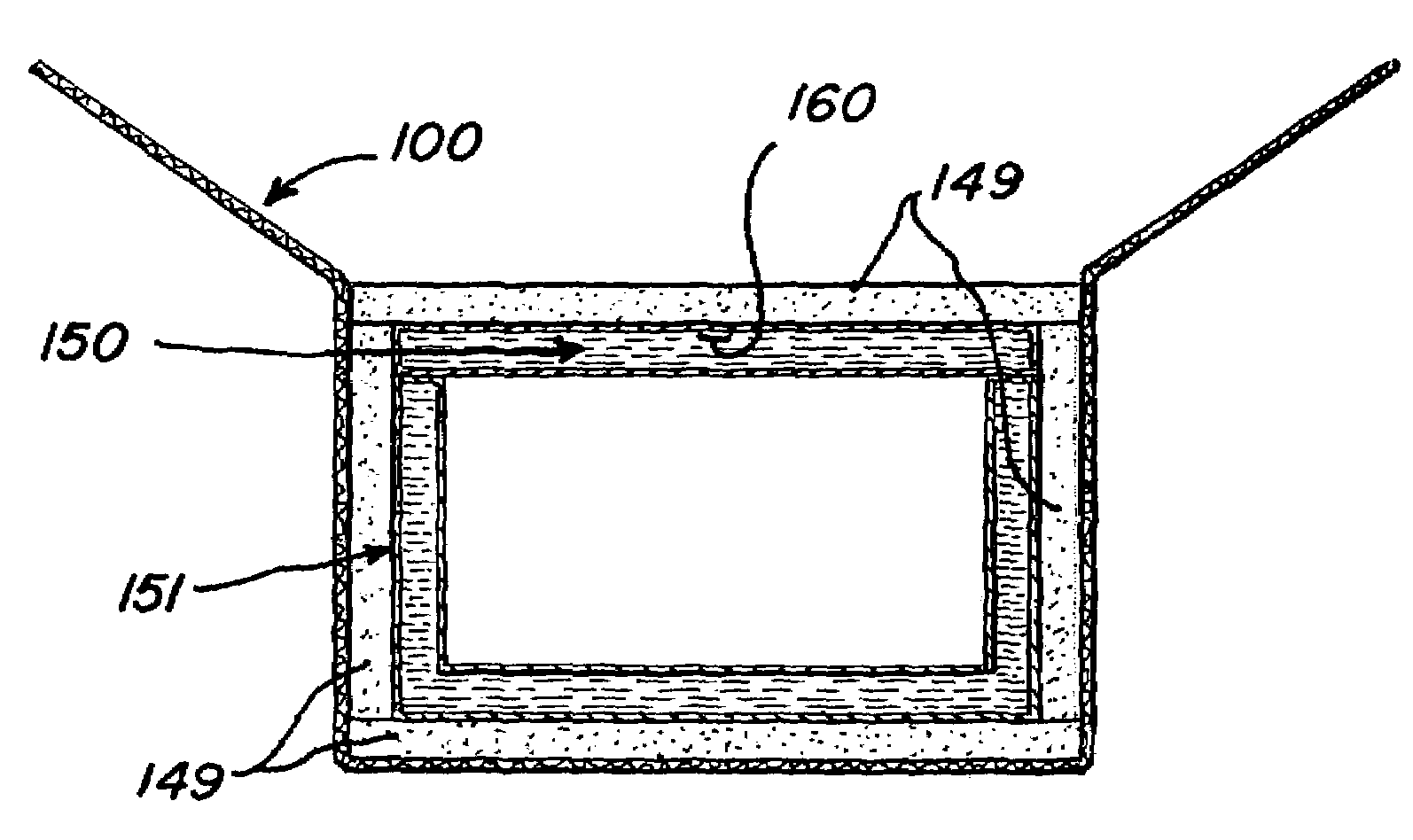 Container having passive controlled temperature interior, and method of construction