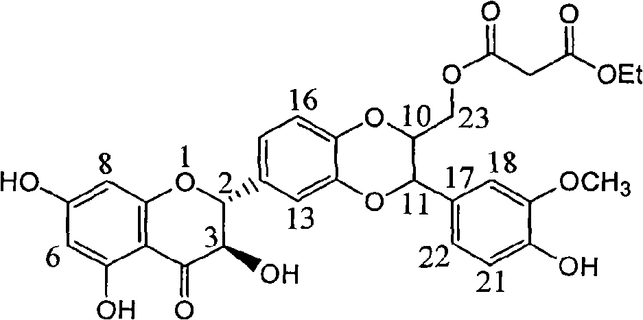 Use of ethyl malonyl silybin derivant in preparing antioxidant medicine