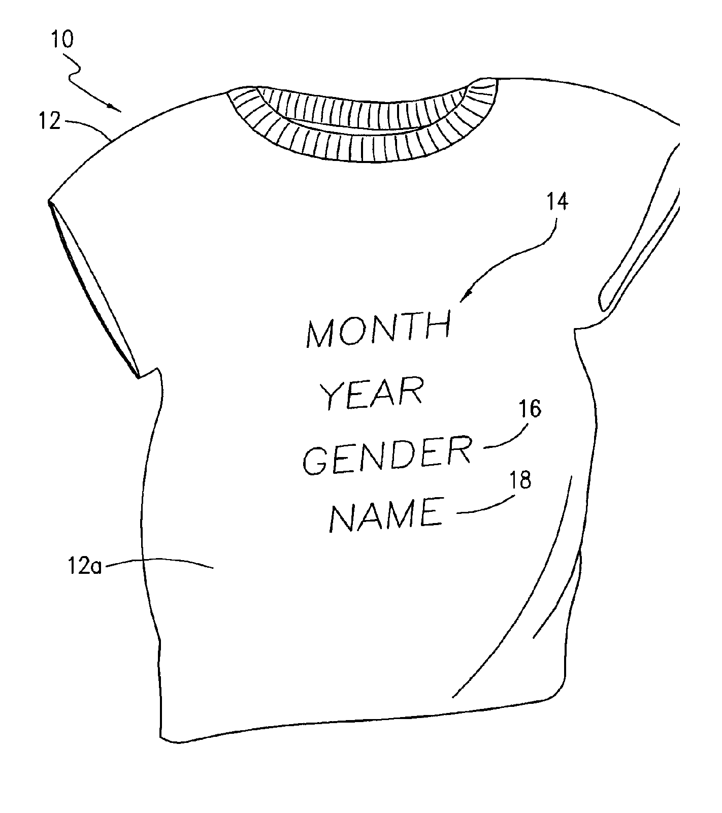 Maternity garment with information concerning the unborn child