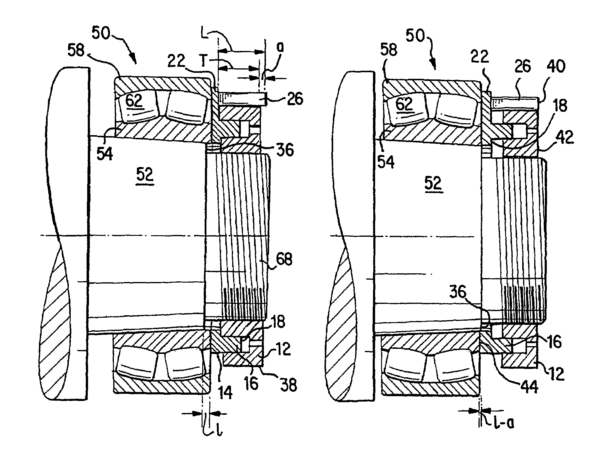 Hydraulic nut, device and method for mounting or dismounting a hollow article