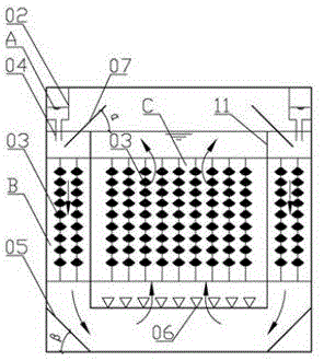 Integrated treatment plant for sewage from biological removal of nitrogen