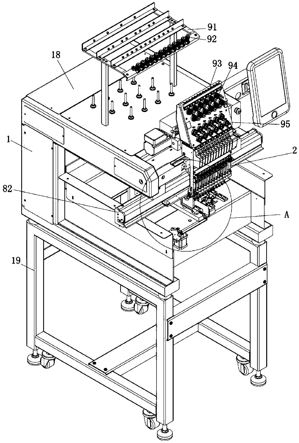 Single-head plain embroidery machine of light structure