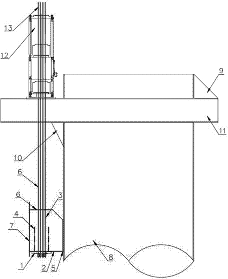 Suspending and guiding device for descending installation of large-scale steel jacket box