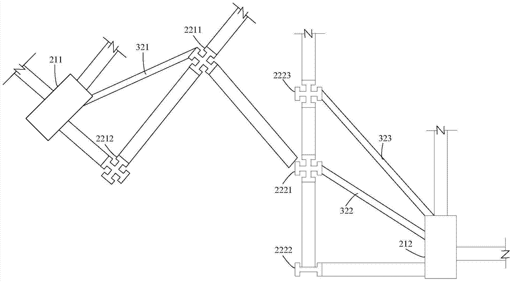 Tower crane attached wall support structure and construction method thereof