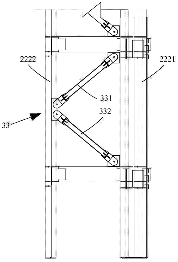 Tower crane attached wall support structure and construction method thereof