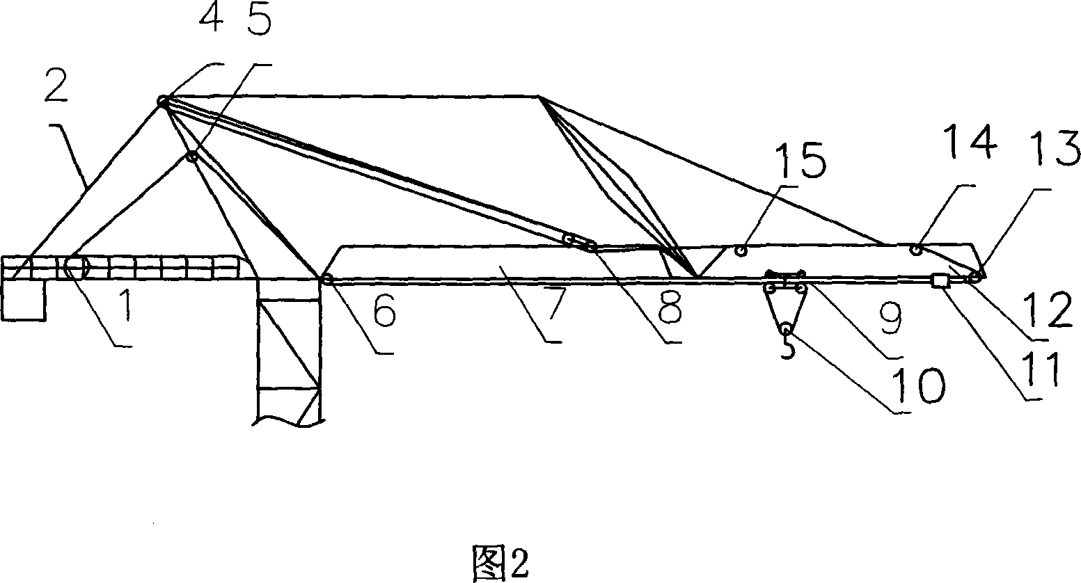 Rope-winding method for light folding arm type tower crane lifting-folding arm mechanism