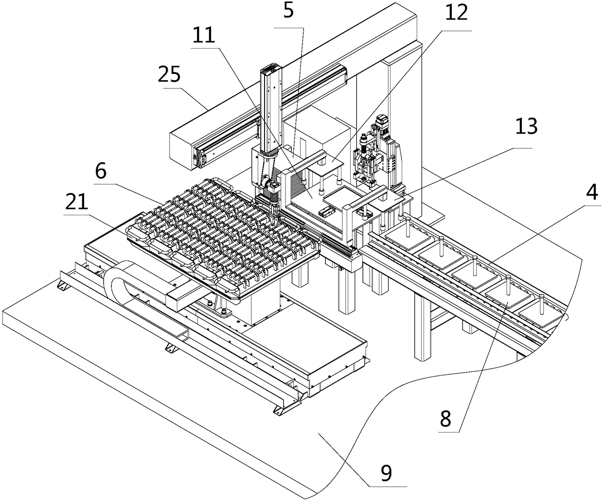 A fully automatic welding equipment for the box plate and the screw of the anchor box