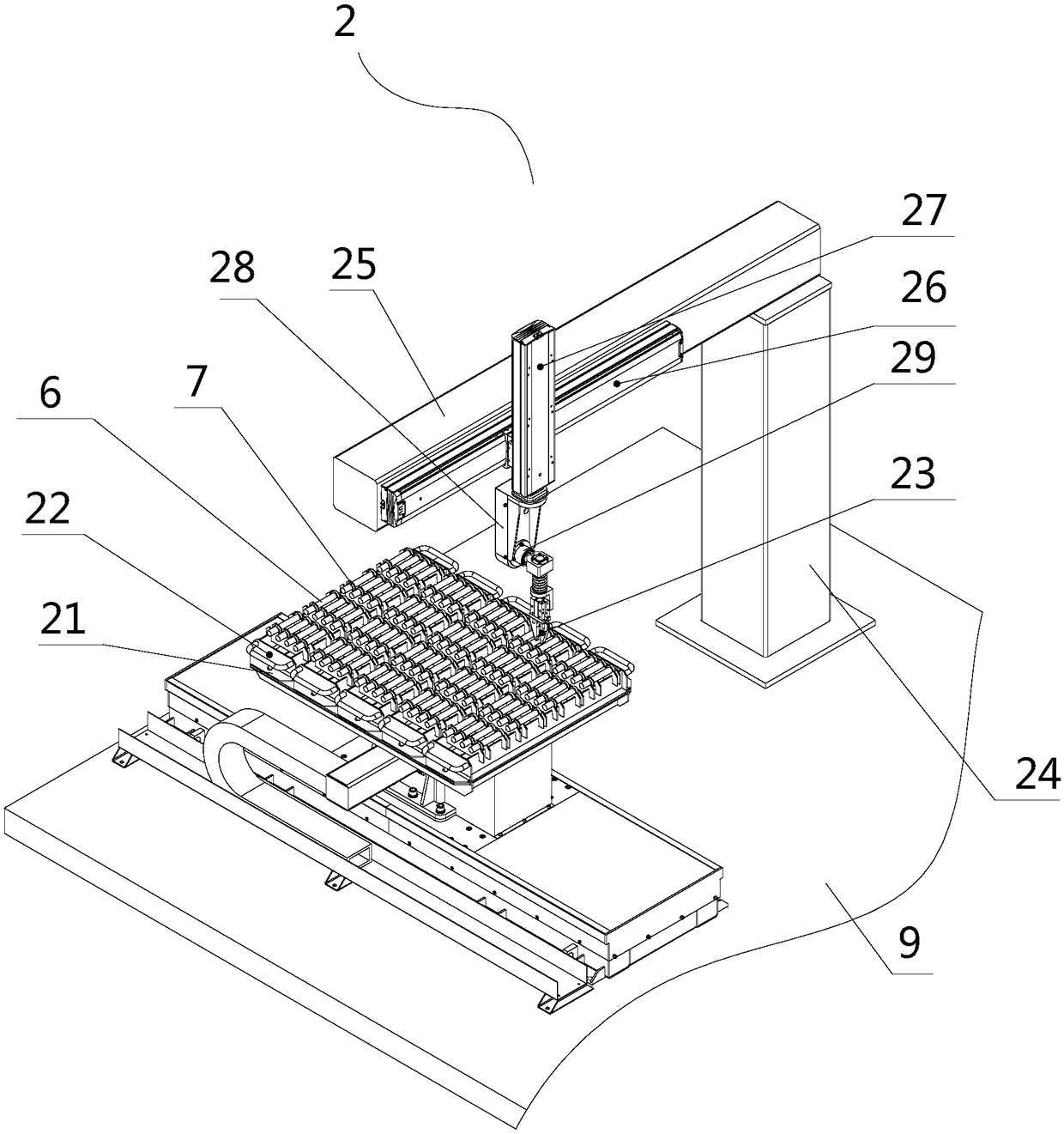 A fully automatic welding equipment for the box plate and the screw of the anchor box