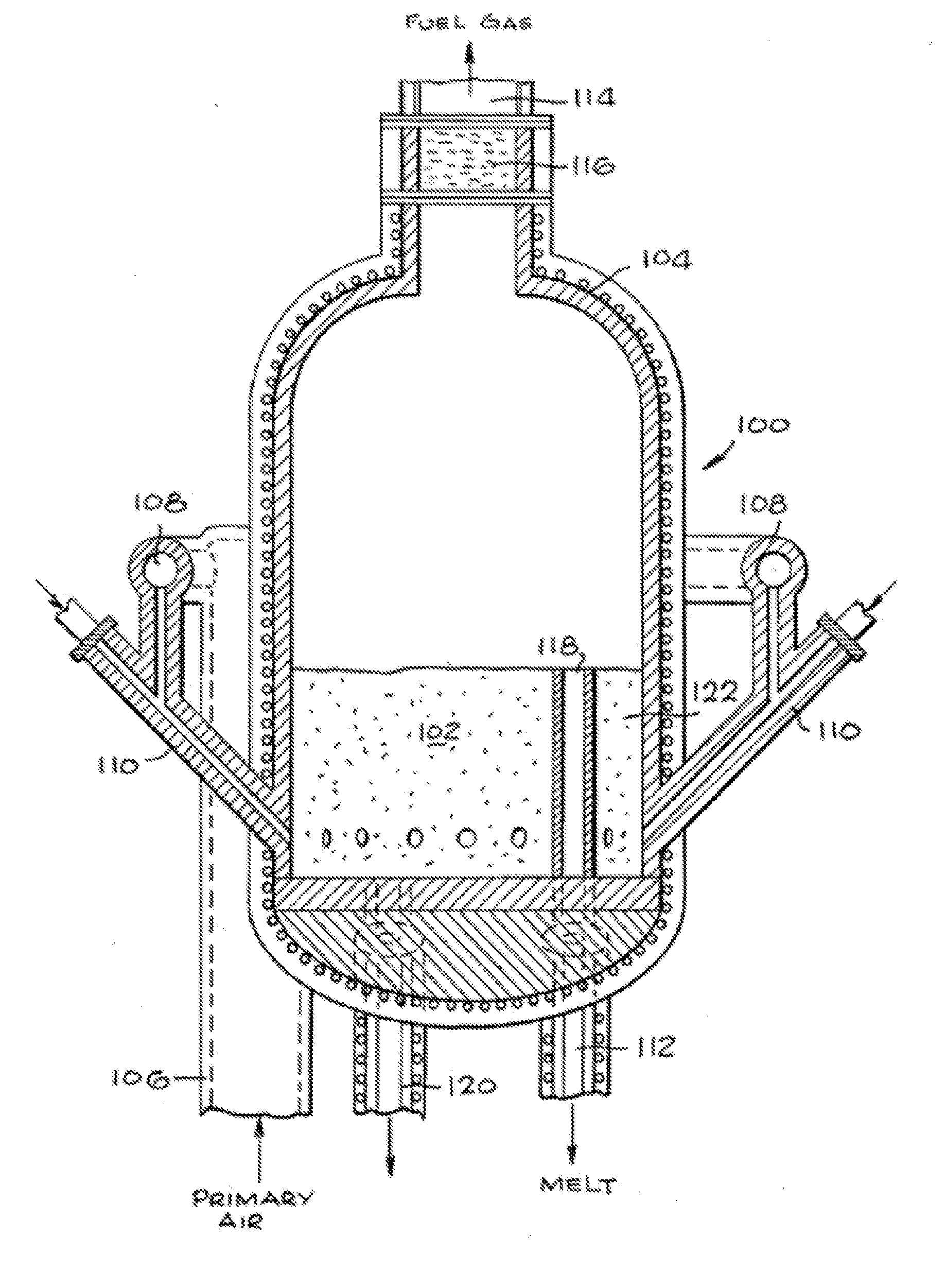 Melt gasifier system