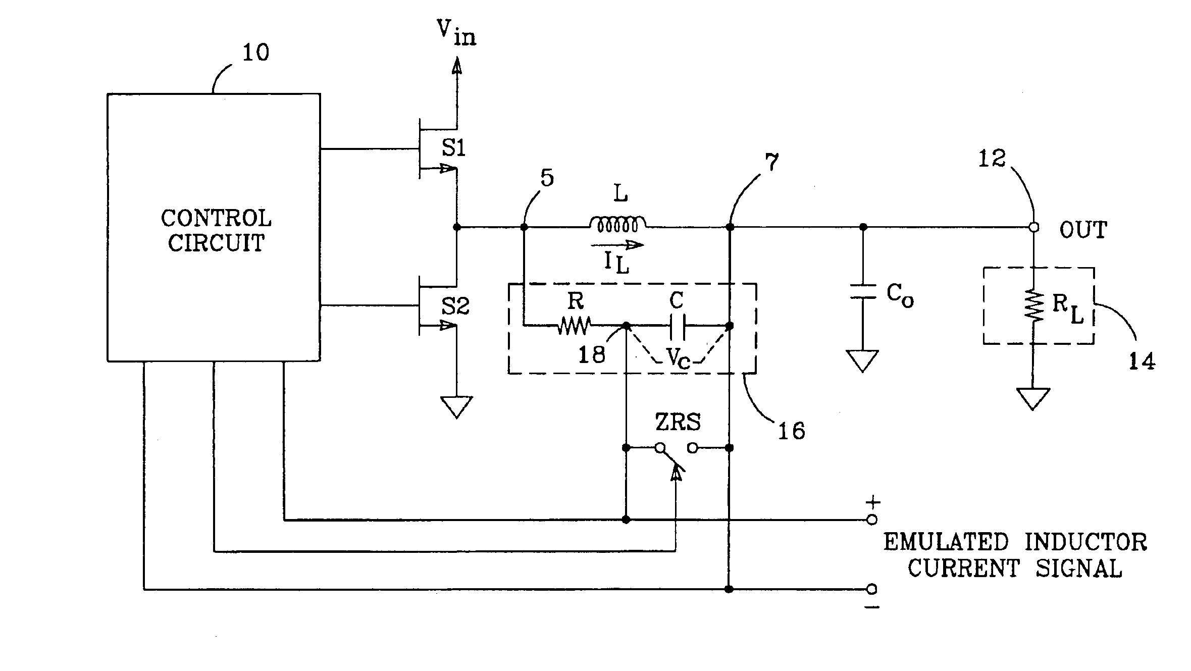 Inductor current emulation circuit for switching power supply