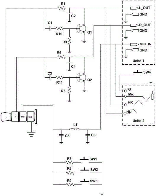 Audio processing circuit for eliminating plug-in noise of earphone and line control earphone